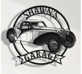 1936 Bugatti Type 57S Atalante Metal Sign, Vintage Luxury Car Wall Art, Classic Bugatti Decor, Garage Sign for Collectors, Personalized French Car Plaque