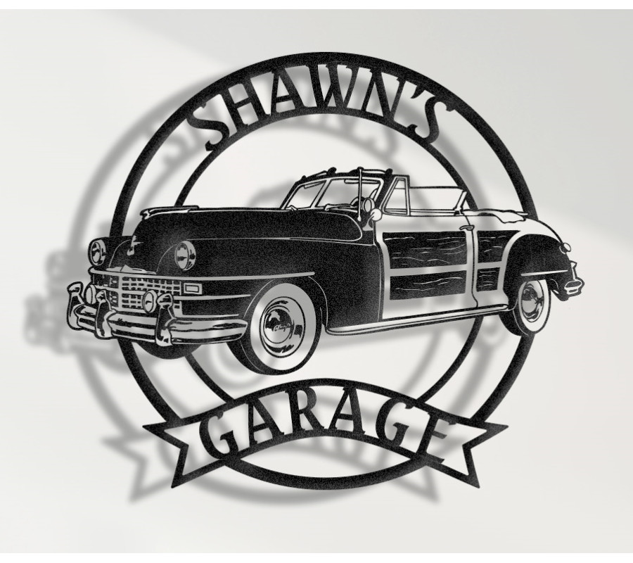 1948 Chrysler Town & Country Metal Sign, Classic Woodie Car Wall Art, Vintage Luxury Garage Decor, Chrysler Collector Sign, Personalized Retro Auto Plaque