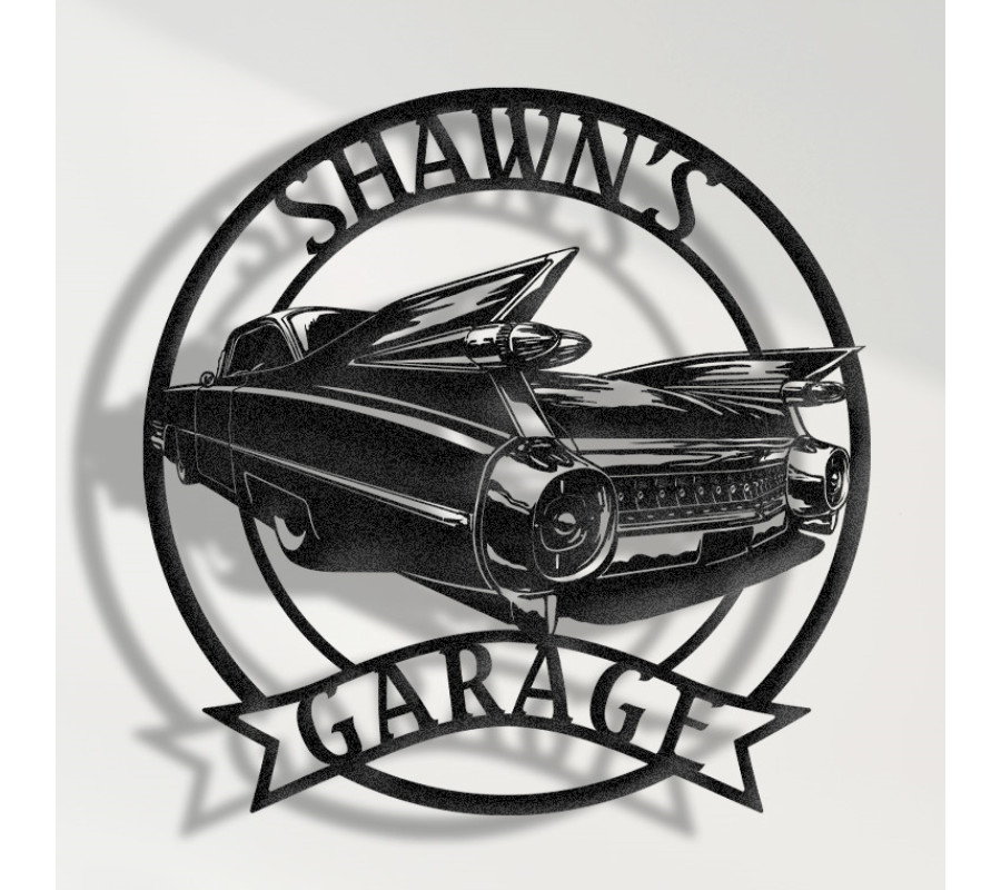 1959 Cadillac Metal Sign, Iconic American Car Wall Art, Vintage Cadillac Garage Decor, Retro Tailfin Classic Plaque, Personalized Collector Sign