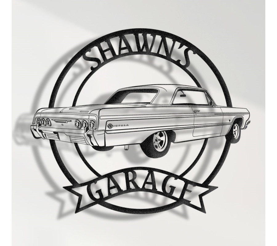 1964 Chevrolet Impala Classic Metal Sign, Vintage American Car Wall Art, Retro Lowrider Garage Decor, Full-Size Cruiser Plaque, Personalized Collector Sign