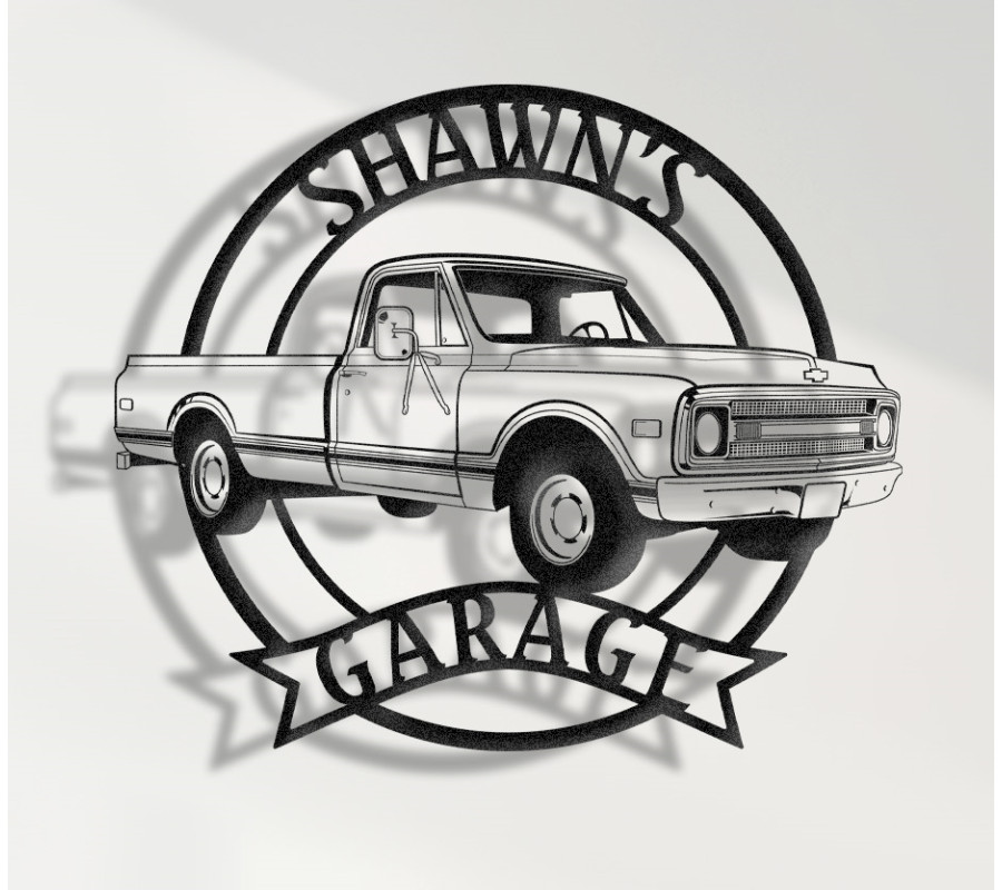 1969 Chevrolet C-10 Classic Metal Sign, Vintage Pickup Truck Wall Art, Retro Garage Decor, Chevy C10 Wall Sign, American Classic Truck Gift