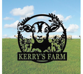 Sheep Motif Round Cut Metal Sign – Rustic and Modern Touch