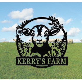 Sheep Motif Round Cut Metal Sign – Rustic and Modern Touch