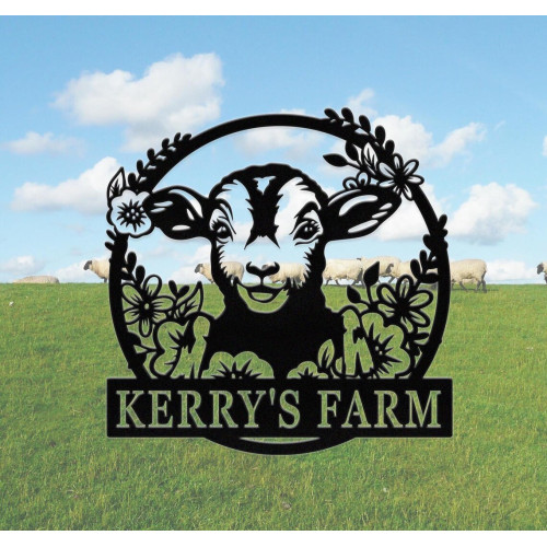 Sheep Motif Round Cut Metal Sign – Rustic and Modern Touch