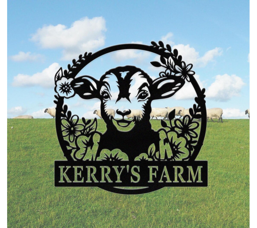 Sheep Motif Round Cut Metal Sign – Rustic and Modern Touch