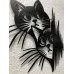 İki Kedi Metal Kesim Duvar Tablosu – Modern Kedi Sanatı, Minimalist Duvar Dekoru