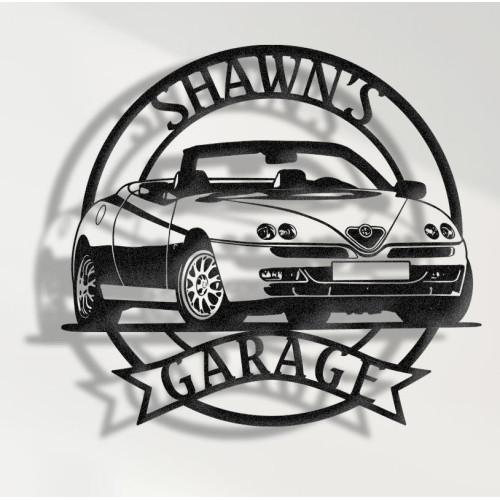 Alfa Romeo Spider (Type 916) Metal Wall Sign - Personalized Garage Decor - Classic Italian  Wall Art