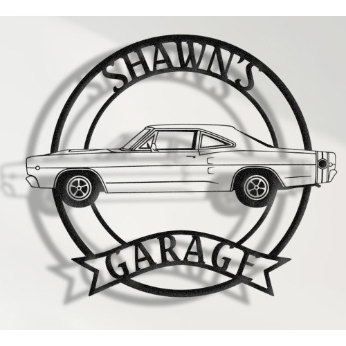 American Car 1968 Side View Metal Wall Sign - Personalized Garage Decor - Classic Muscle Car Wall Art