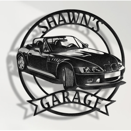 BMW Z3 Metal Wall Sign - Personalized Garage Decor - Classic German Roadster Wall Art