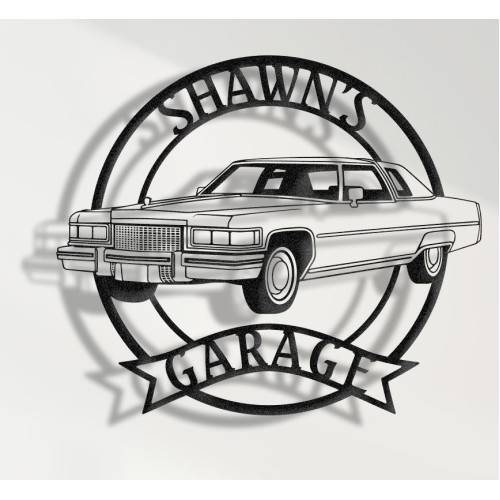 Cadillac Coupe DeVille 1975 Metal Duvar Tablosu - Kişiselleştirilmiş Garaj Dekoru - Klasik Amerikan Lüks Araba Duvar Sanatı
