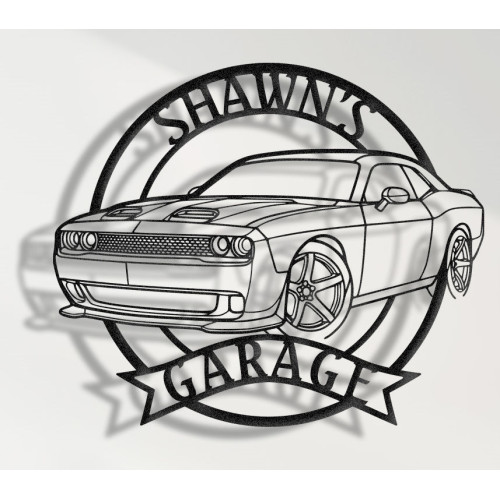 Challenger SRT Metal Wall Sign - Personalized Garage Decor - Modern American Muscle Car Wall Art