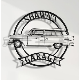 Chevrolet 210 Handyman 1955 Metal Wall Sign - Personalized Garage Decor - Classic American Station Wagon Wall Art
