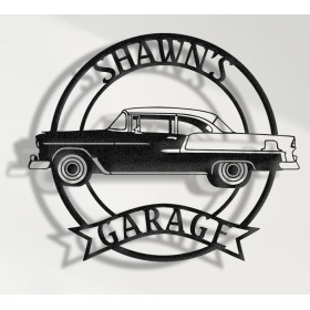 Chevrolet Bel Air 1955 Side View Custom Metal Wall Sign – Personalized Garage or Home Decor