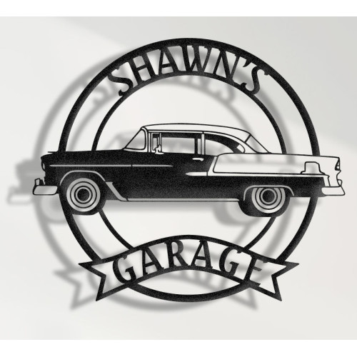 Chevrolet Bel Air 1955 Side View Custom Metal Wall Sign – Personalized Garage or Home Decor