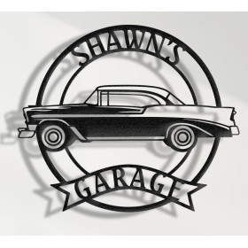 Chevrolet Bel Air 1956 Side View Custom Metal Wall Sign – Personalized Garage or Home Decor