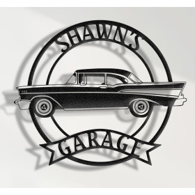 Chevrolet Bel Air 1957 Side View Custom Metal Wall Sign – Personalized Garage or Home Decor