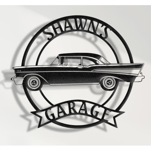 Chevrolet Bel Air 1957 Side View Custom Metal Wall Sign – Personalized Garage or Home Decor