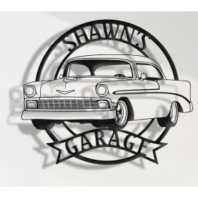 Chevrolet Bel Air 1956 Lowered Custom Metal Wall Sign – Personalized Garage or Home Decor