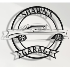 Chevrolet Bel Air 1956 Lowered Side View Custom Metal Wall Sign – Personalized Garage or Home Decor