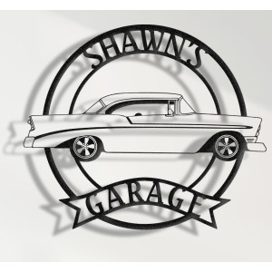 Chevrolet Bel Air 1956 Lowered Side View Custom Metal Wall Sign – Personalized Garage or Home Decor