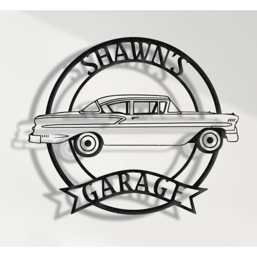 Chevrolet BelAir 1958 Side View | Custom Metal Wall Art | Personalized Vintage Car Sign