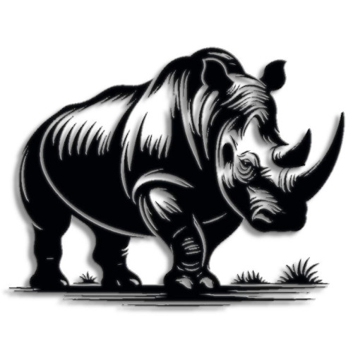 Rhino Metal Cut Wall Art – Modern Home Decor, Minimalist Wall Decor